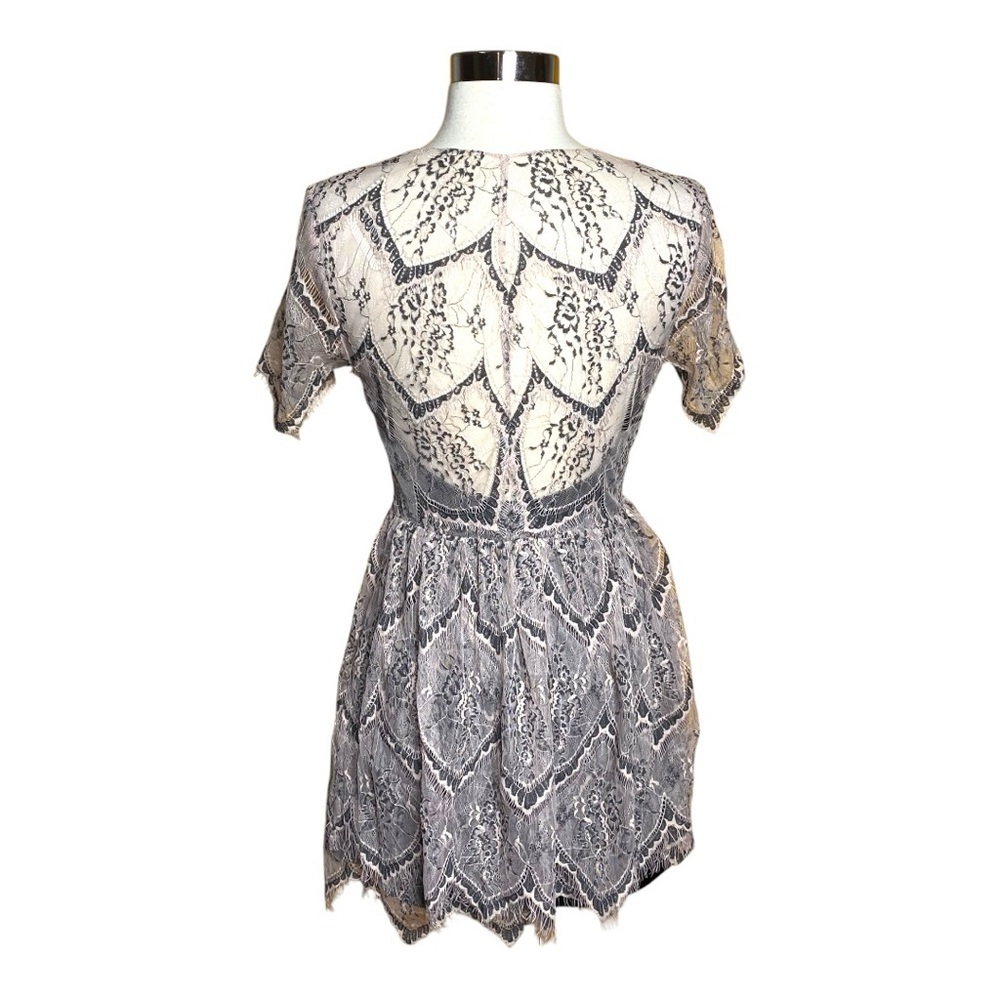 Free People She’s So Lovely Lace Mini Dress Ivory Black Size 2 - Picture 7 of 13